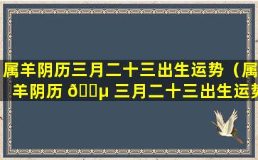 属羊阴历三月二十三出生运势（属羊阴历 🐵 三月二十三出生运势怎么样）